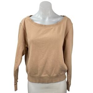 Spiritual Gangster Beige Tan Boat Neck Long Sleeve Sweatshirt Sweater Top Size S